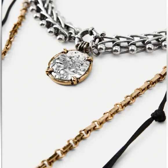 ZARA pack of 3 horn, coin, charm necklaces. NWT